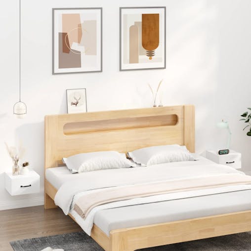 NNEVL Wall-mounted Bedside Cabinets 2 pcs High Gloss White 35x35x20 cm