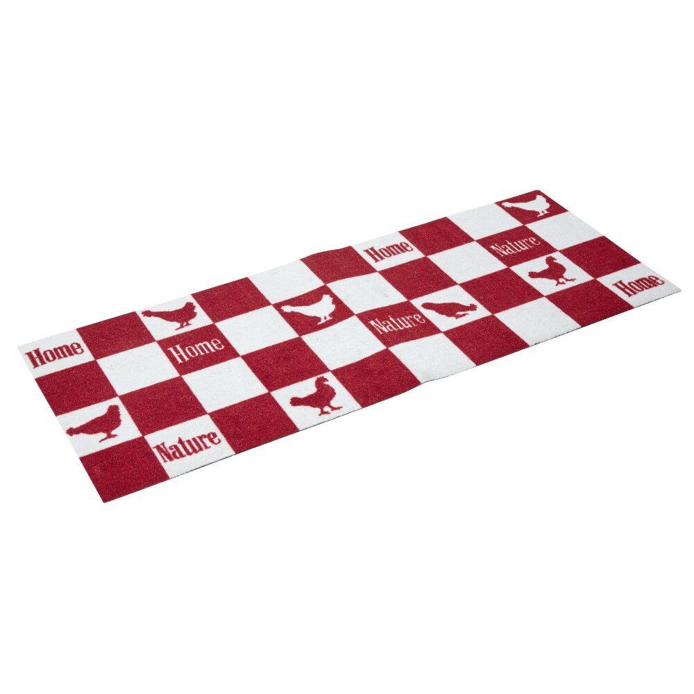 Tapis de cuisine rectangulaire motif quadrillé poule 50x120cm