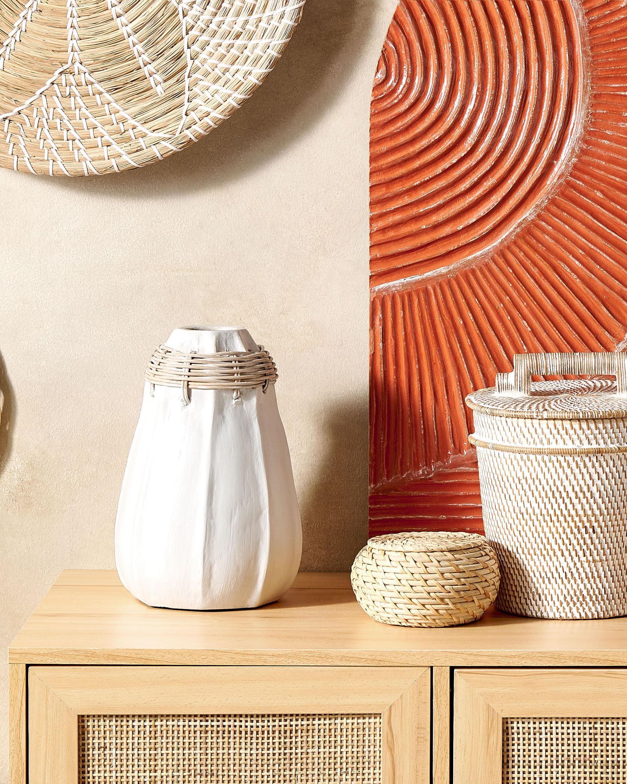Decorative Vase KAMPAR Ceramic 30 cm White