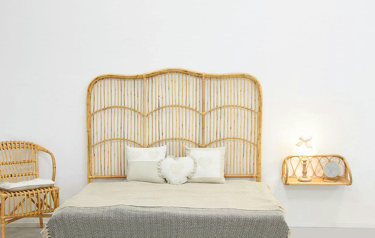- Tête de lit en rotin naturel sommier 90 cm