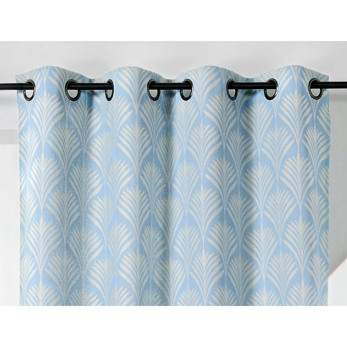 - Rideau esprit art nouveau coton bleu ciel 140x240 cm