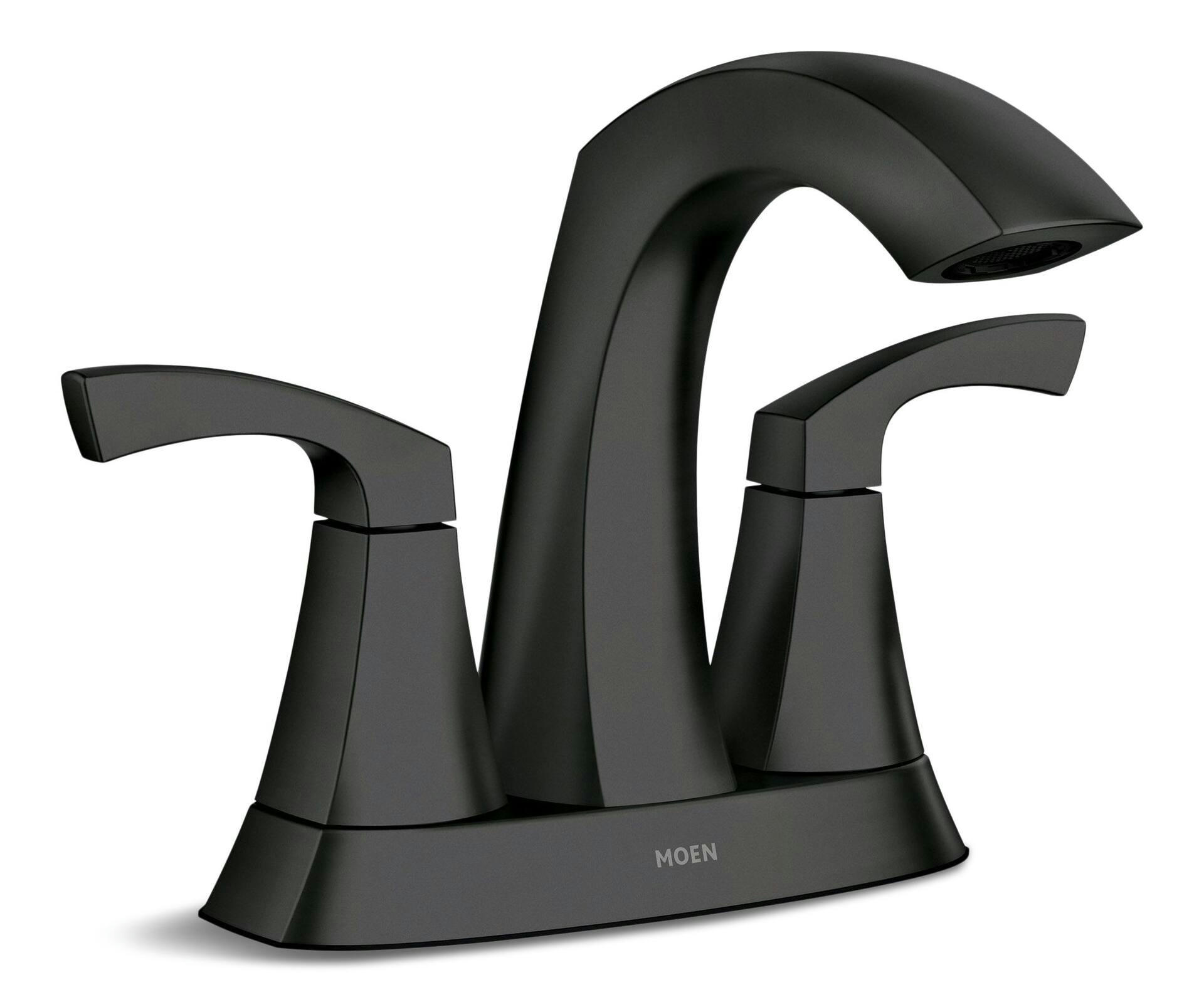 Moen Lindor Two-Handle High Arc Bathroom Faucet, Matte Black