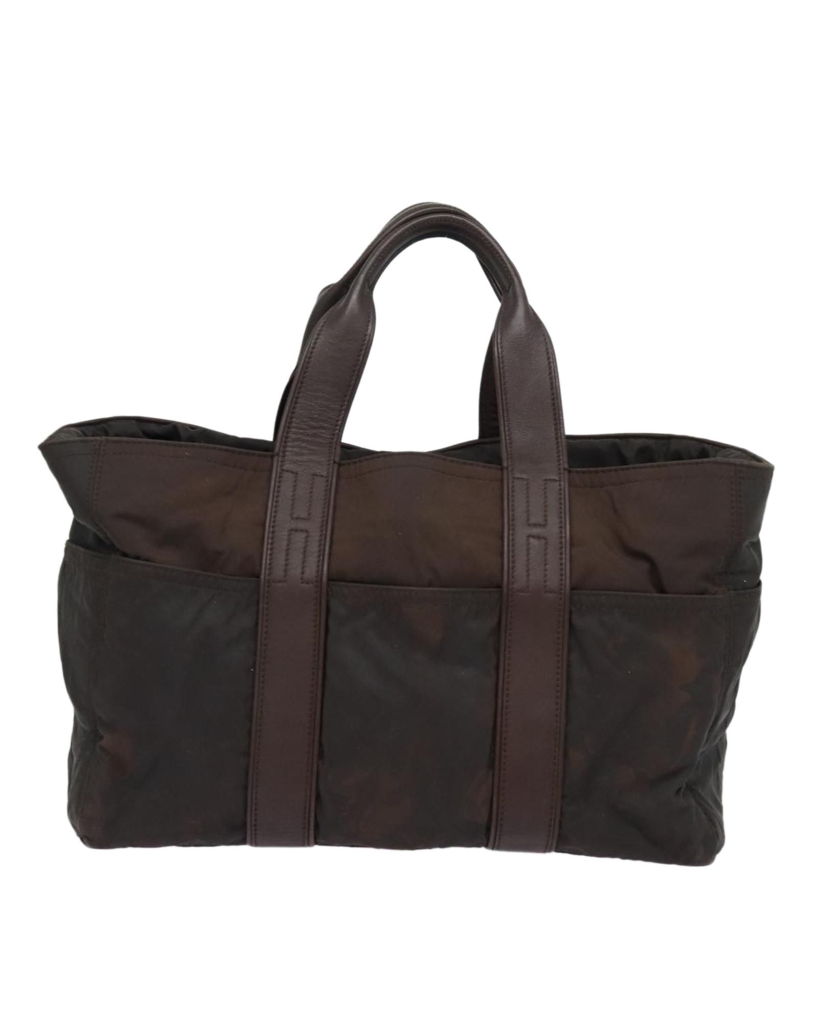 Hermes Preloved Canvas Leather Tote Bag- Brown Handbags