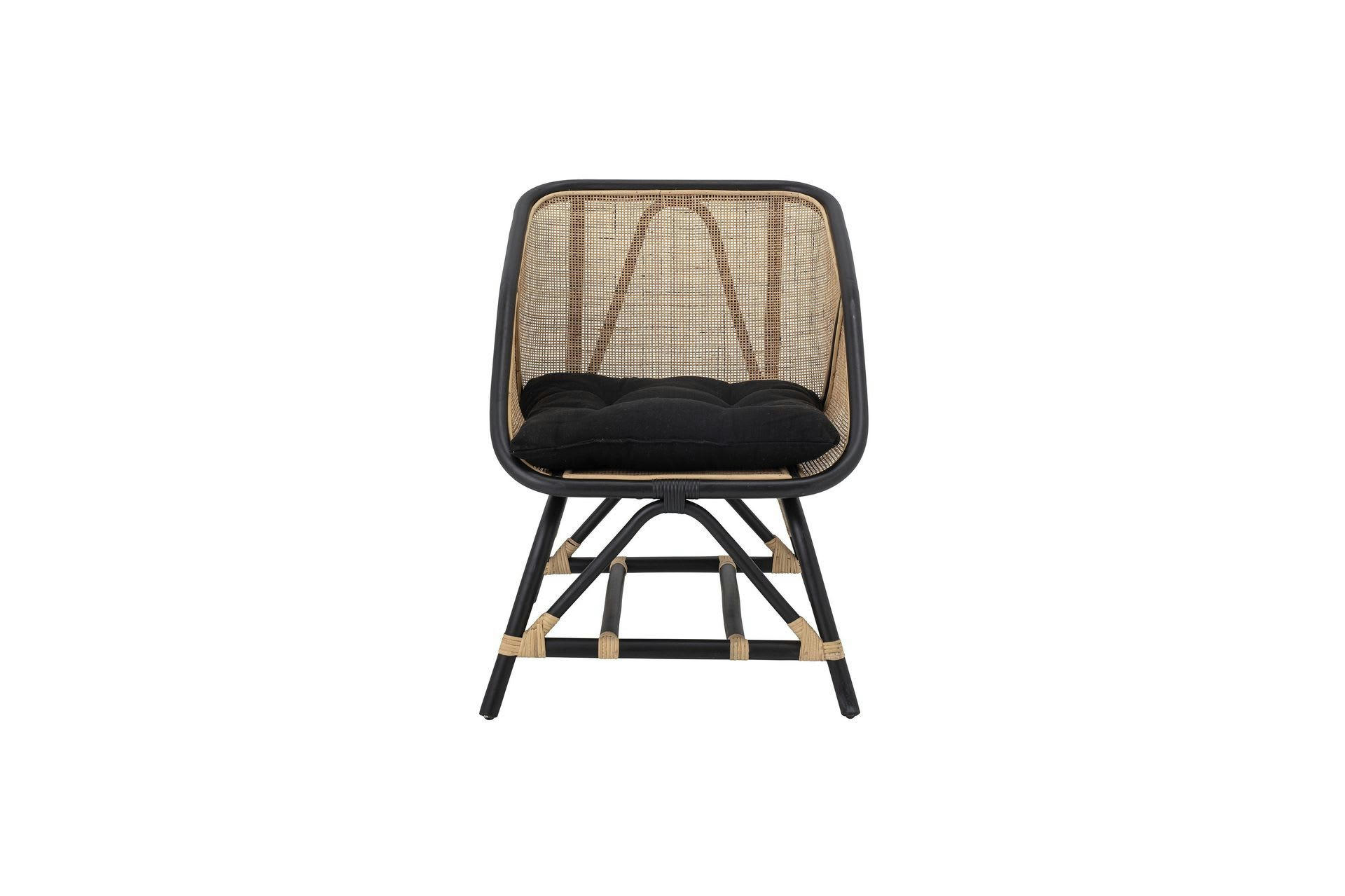 LOUE - Fauteuil Brahim en rotin noir et naturel