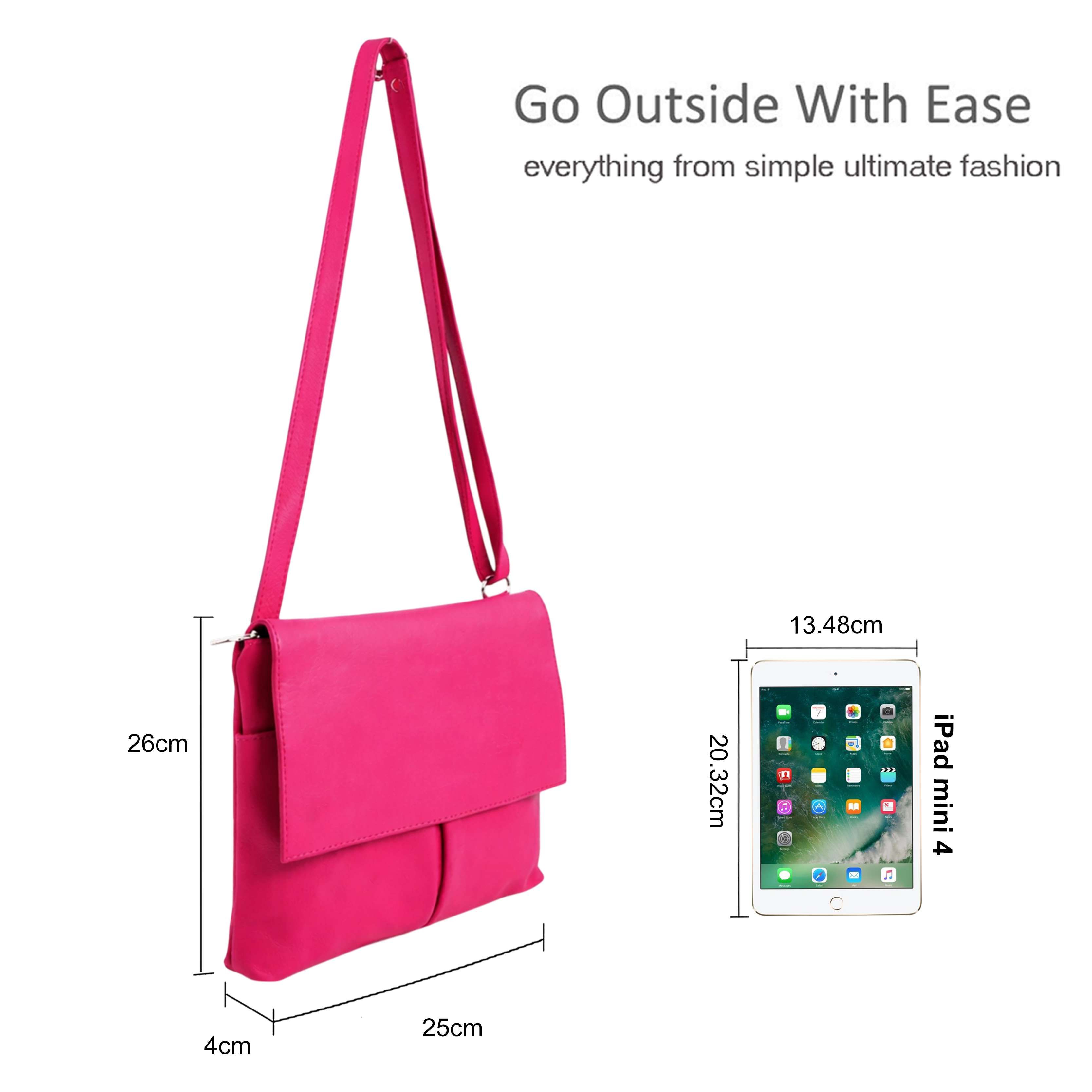 Kitise Multi-Pocket Genuine Italian Leather Slim Messenger Crossbody Bag