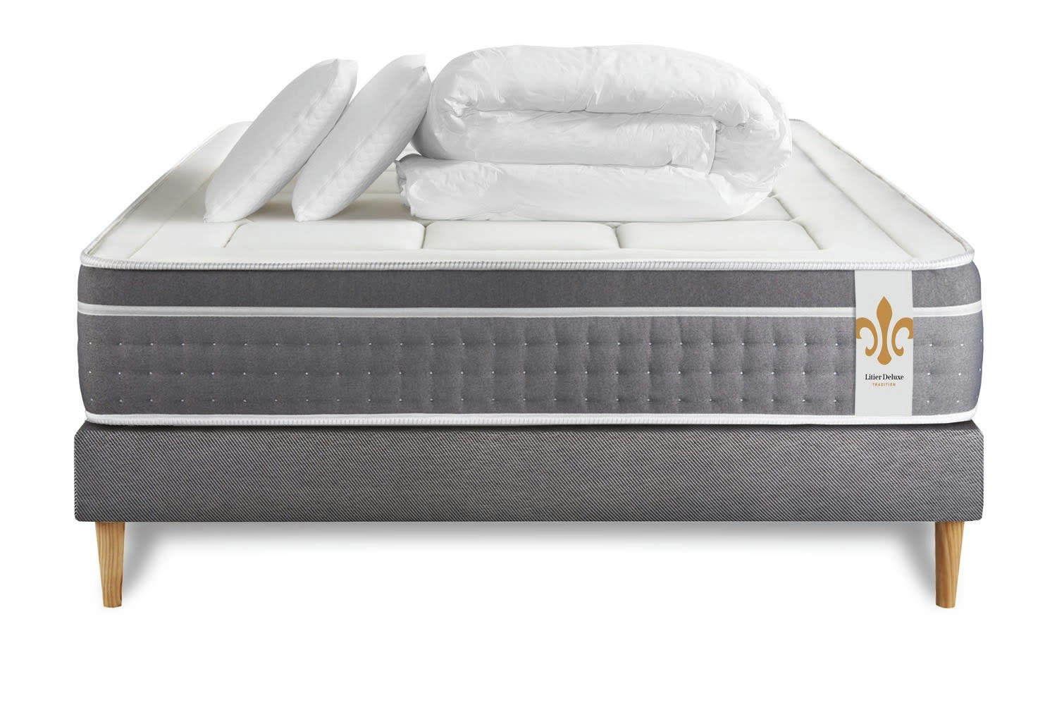 - Pack matelas sommier 160x200 oreiller couette