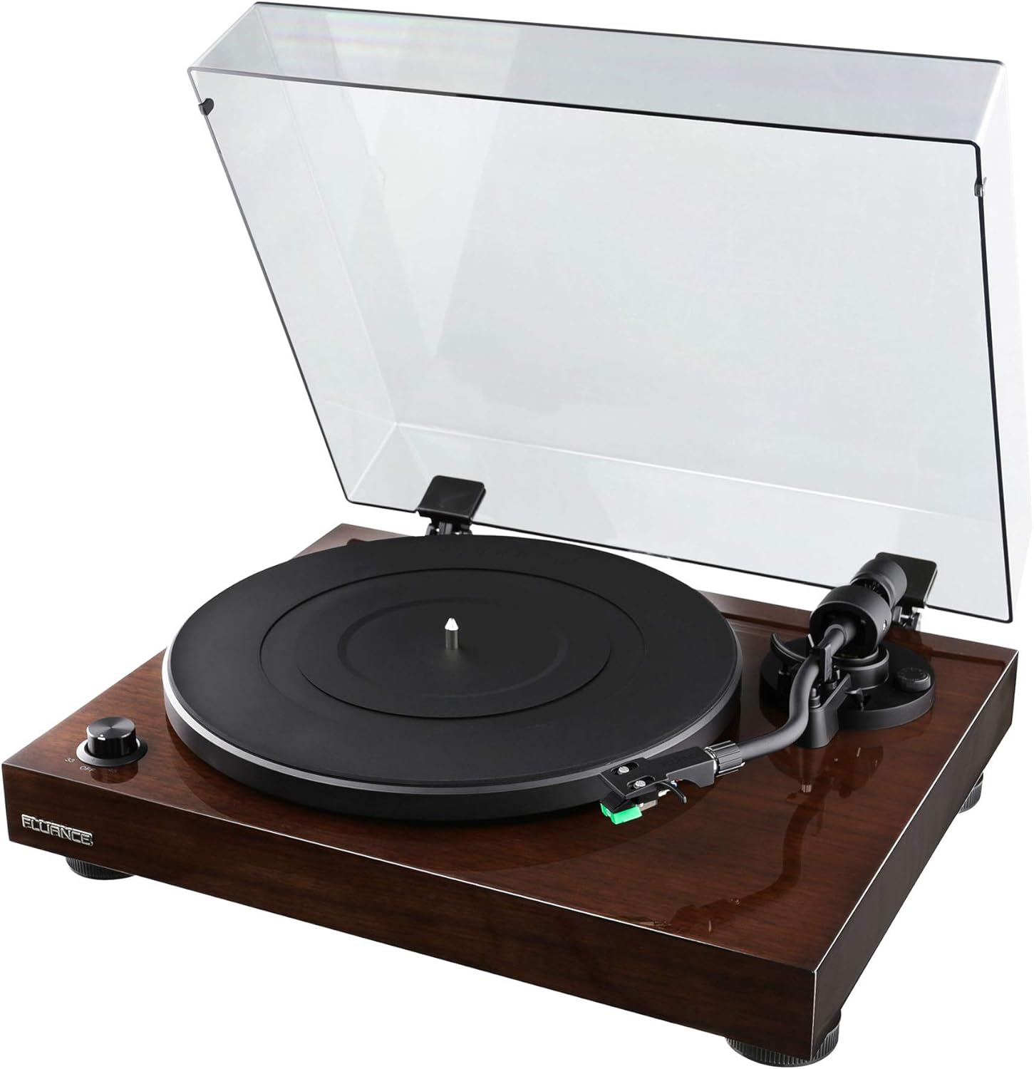 Fluance RT81 Elite High Fidelity Vinyl Turntable Record Player with Audio Technica AT95E Cartridge  Belt Drive  Built-in Preamp  Adjustable Counterweight  High Mass MDF Wood Plinth - Walnut