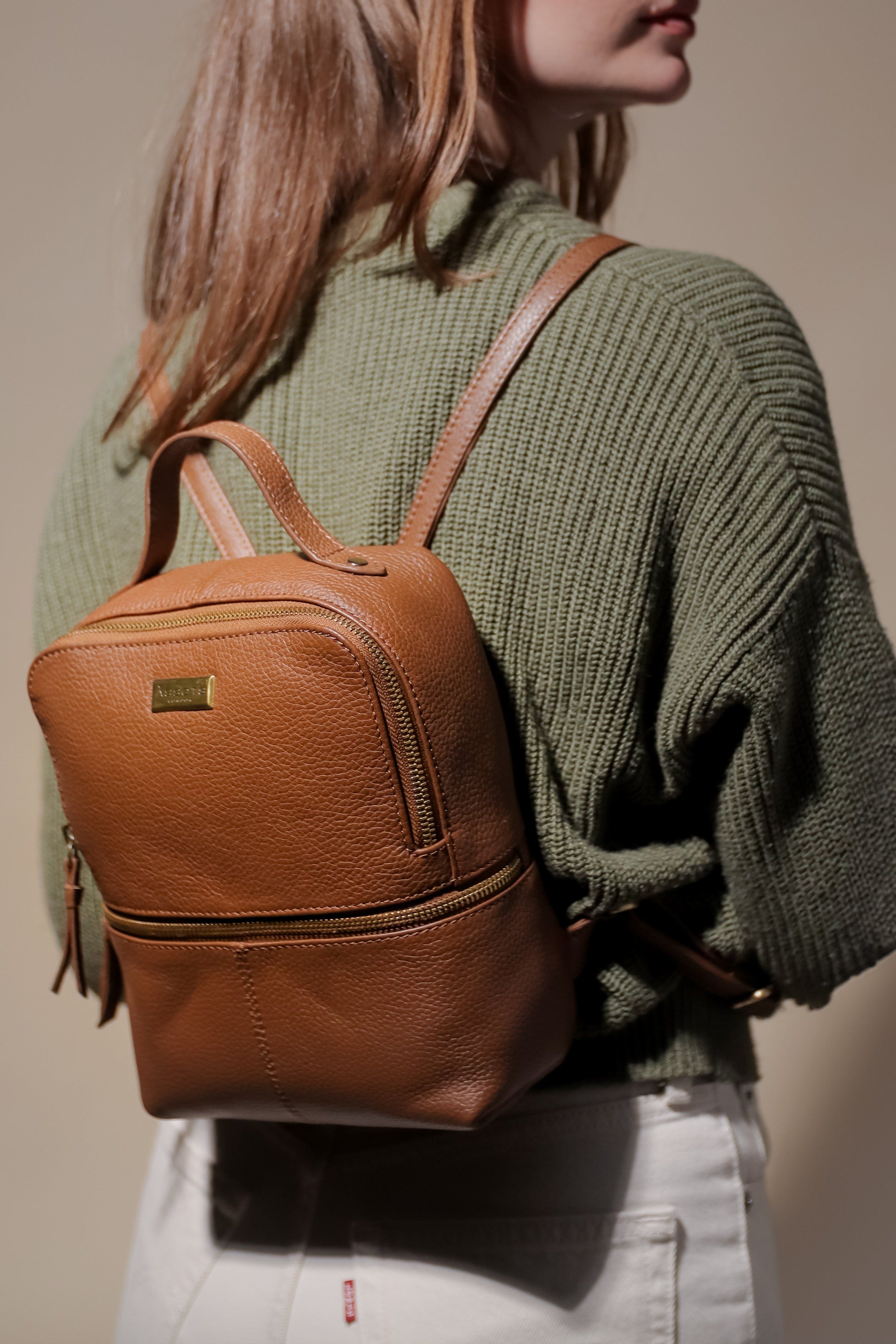 Assots London ELLA' Pebble Grain Mini Real Leather Backpack for Women