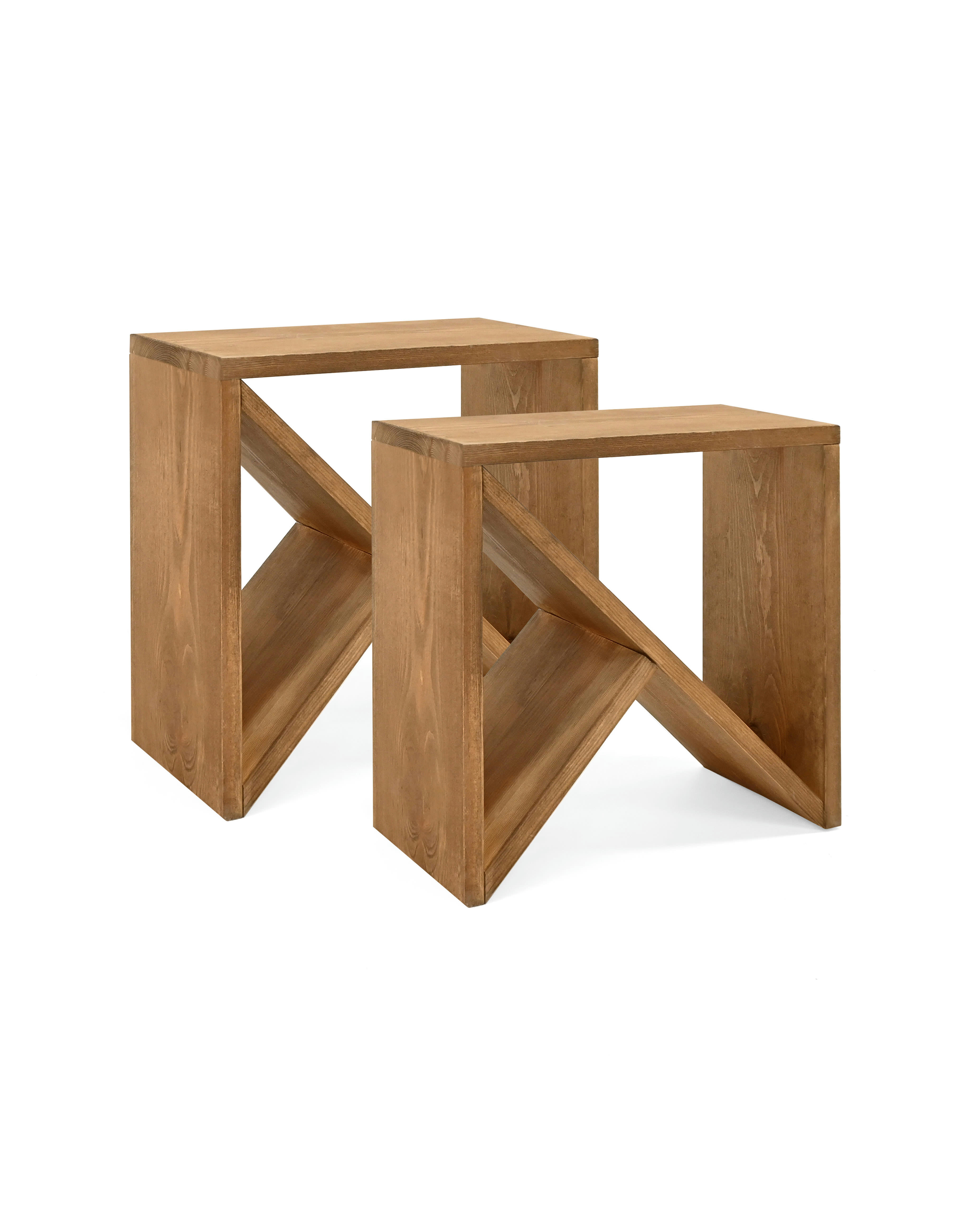 STOKE - Ensemble 2 tables de chevet en bois de pin vieilli 40x40cm