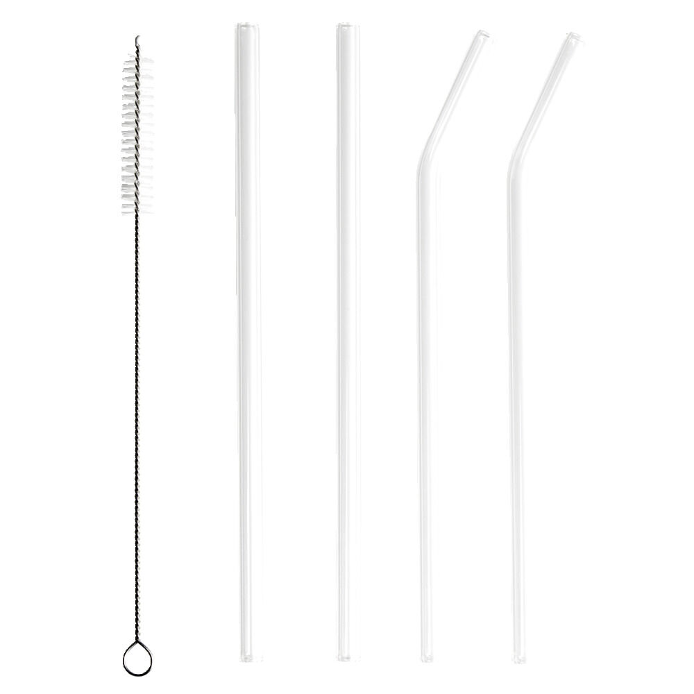 Set 4 pailles en verre avec écouvillon