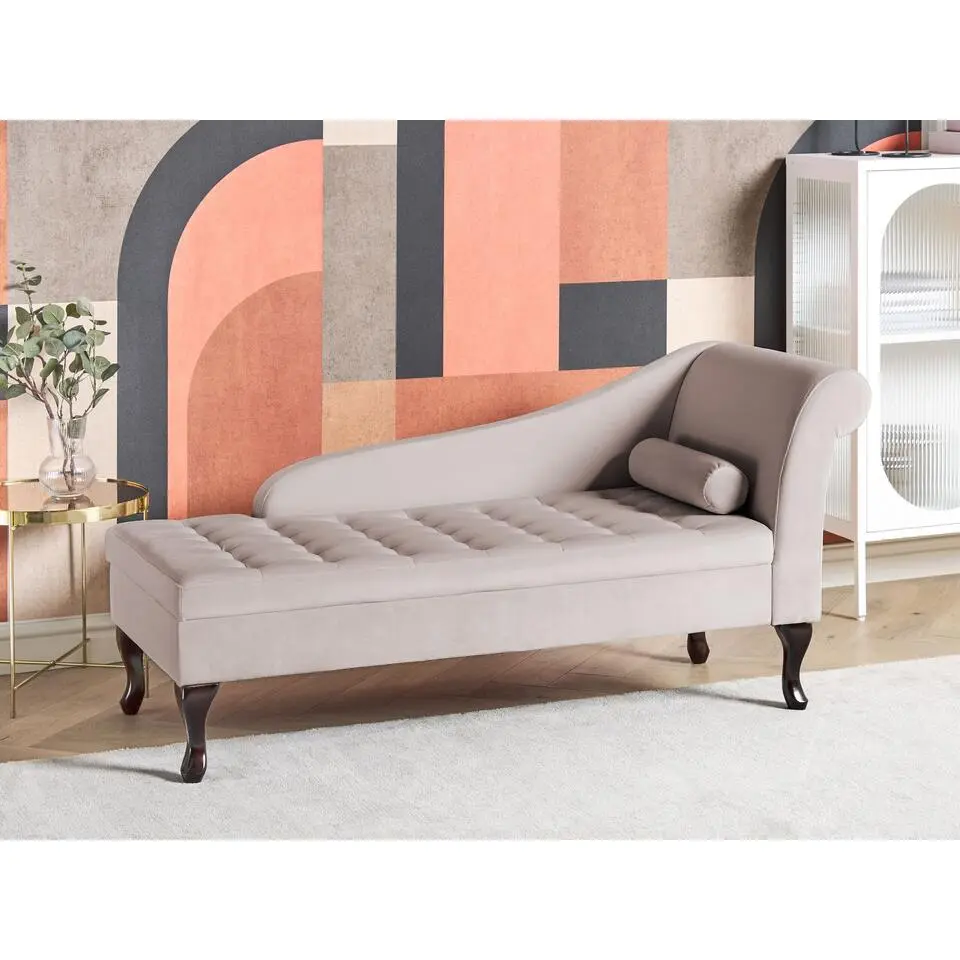 PESSAC - Chaise longue - Beige - Rechterzijde - Fluweel