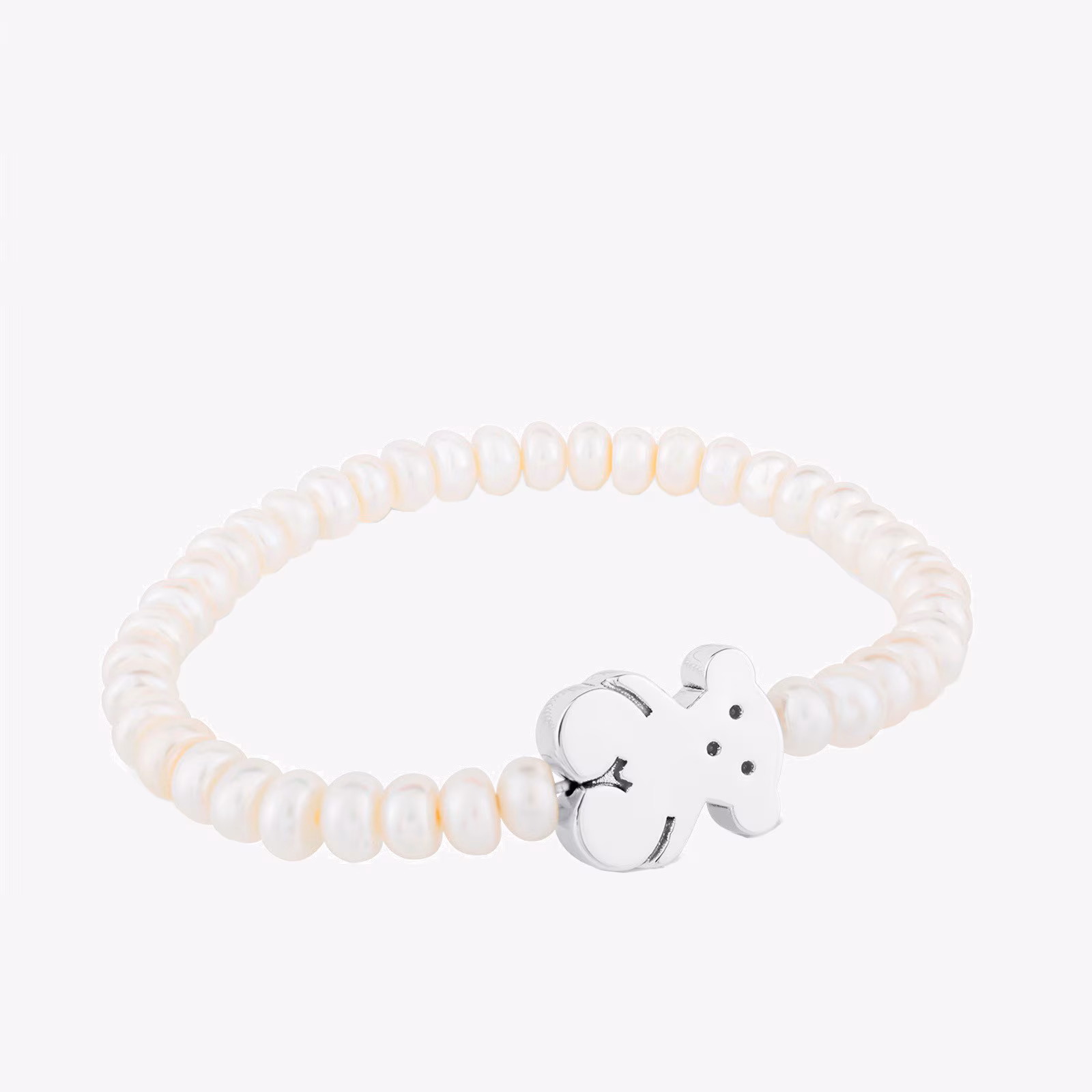 Pulsera de perlas y motivo oso de plata Sweet Dolls