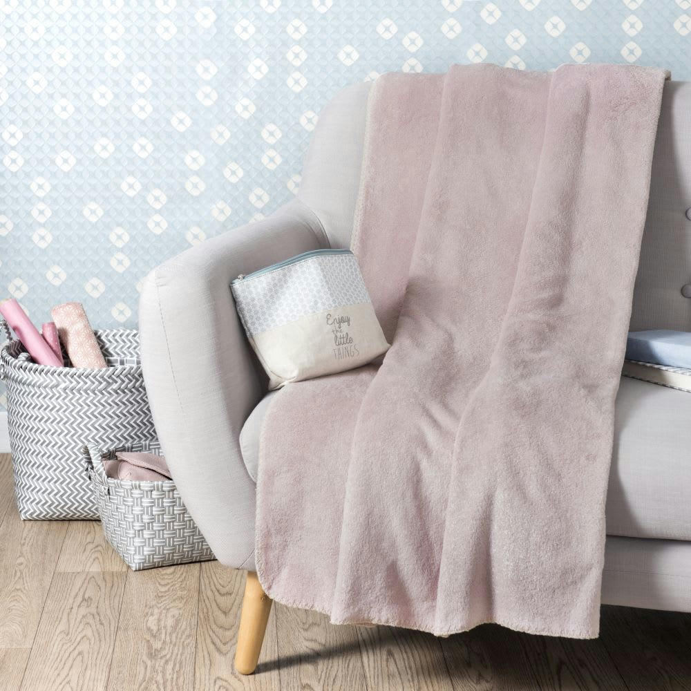 CHANT - Plaid imitation fourrure rose 150x230