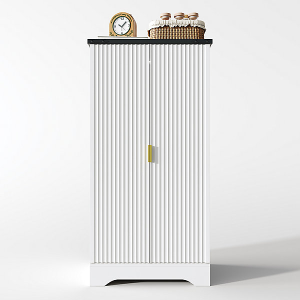 Armoire de cuisine avec éclairage LED et étagère à épices,120x60.5x40cm,blanc, double porte, étagères réglables