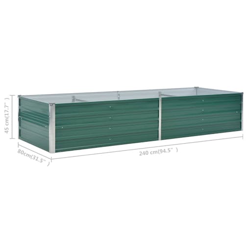 NNEVL Garden Raised Bed Galvanised Steel 240x80x45 cm Green