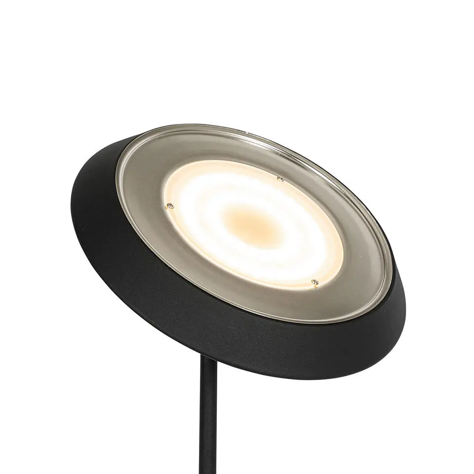 Qazqa staande lamp met leesarm fez zwart ge?ntegreerde led