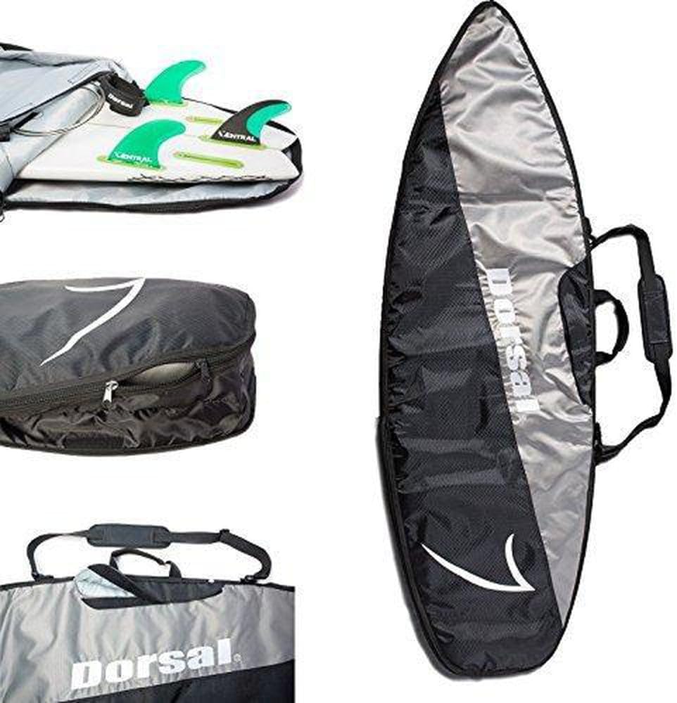 DORSAL Travel Shortboard and Longboard Surfboard Board Day Bag Cover Black/Grey Nylon 5'7