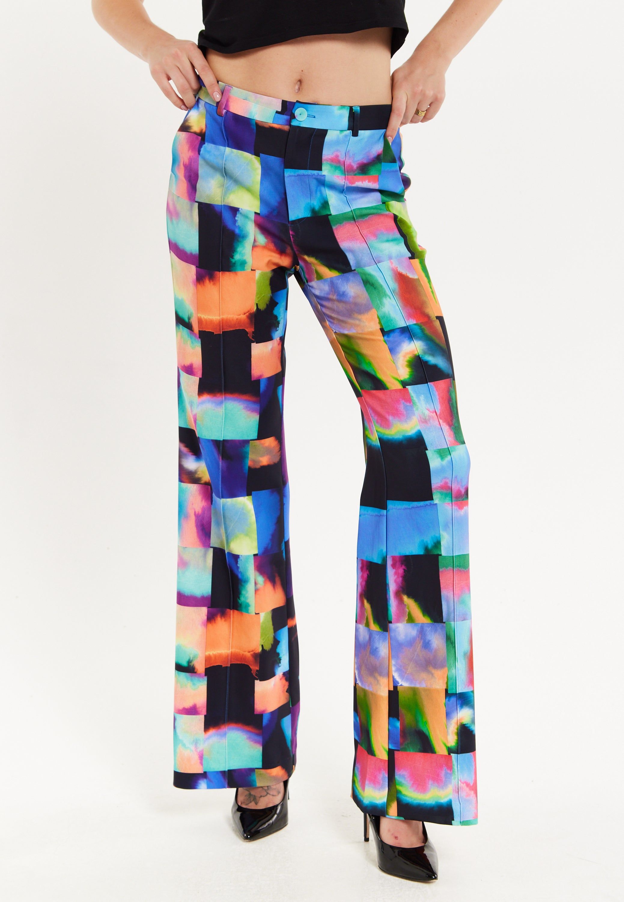 House of Holland Abstract Patchwork Print Trousers