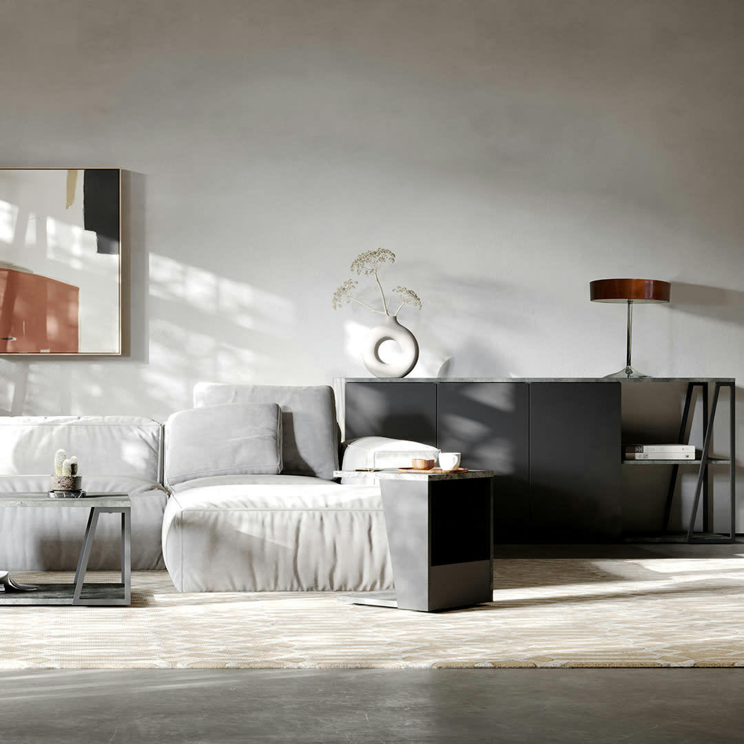 - Table d'appoint  placage béton et noir