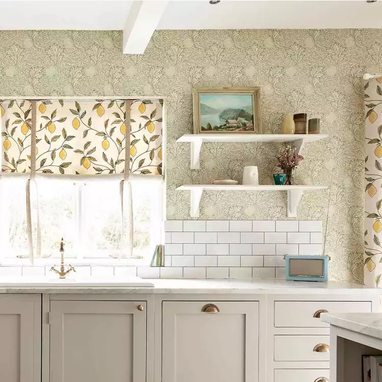 Morris & Co. Apple and Leaves Green Floral Wallpaper