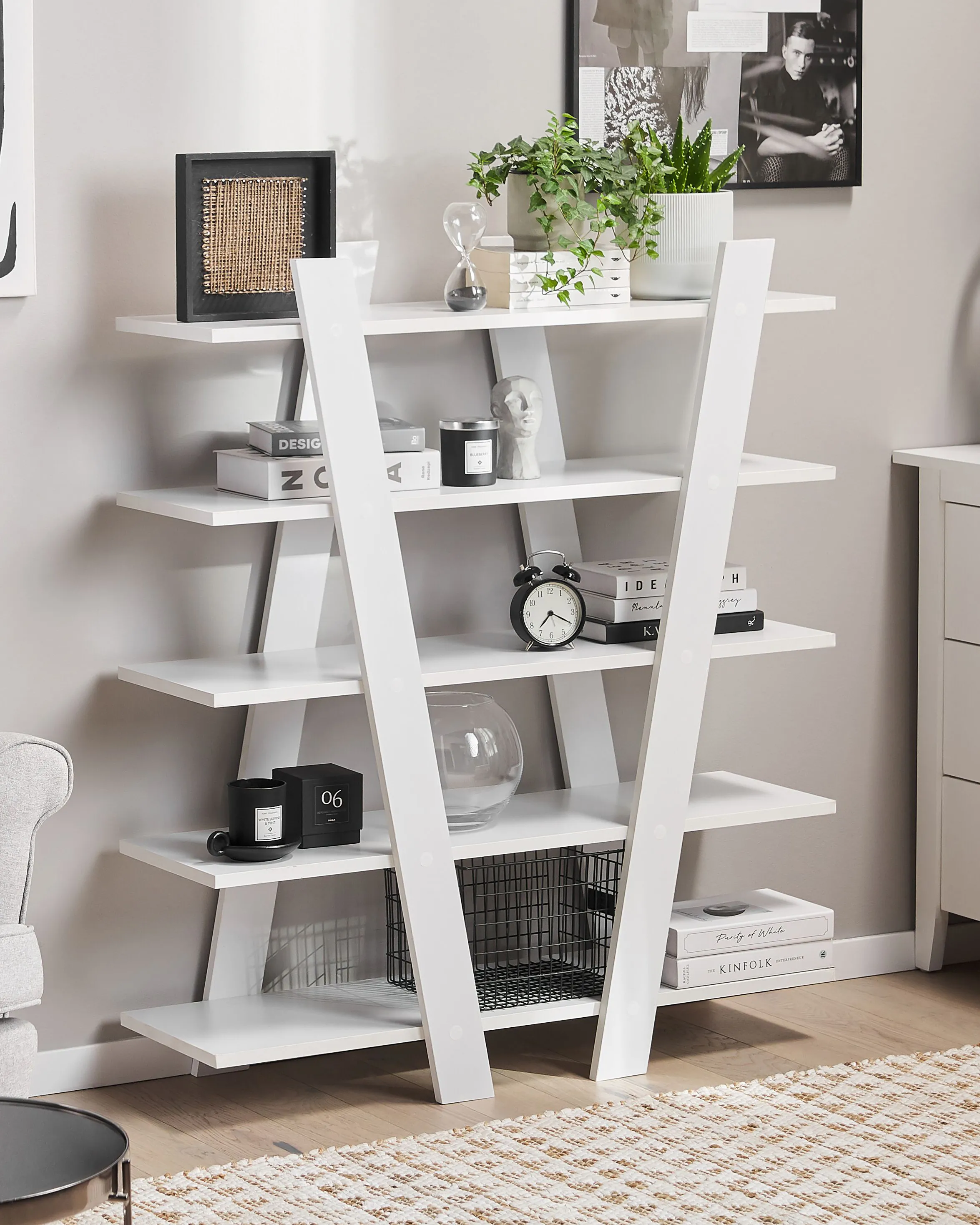 5 Tier Shelving Unit ESCALANTE 116 cm White