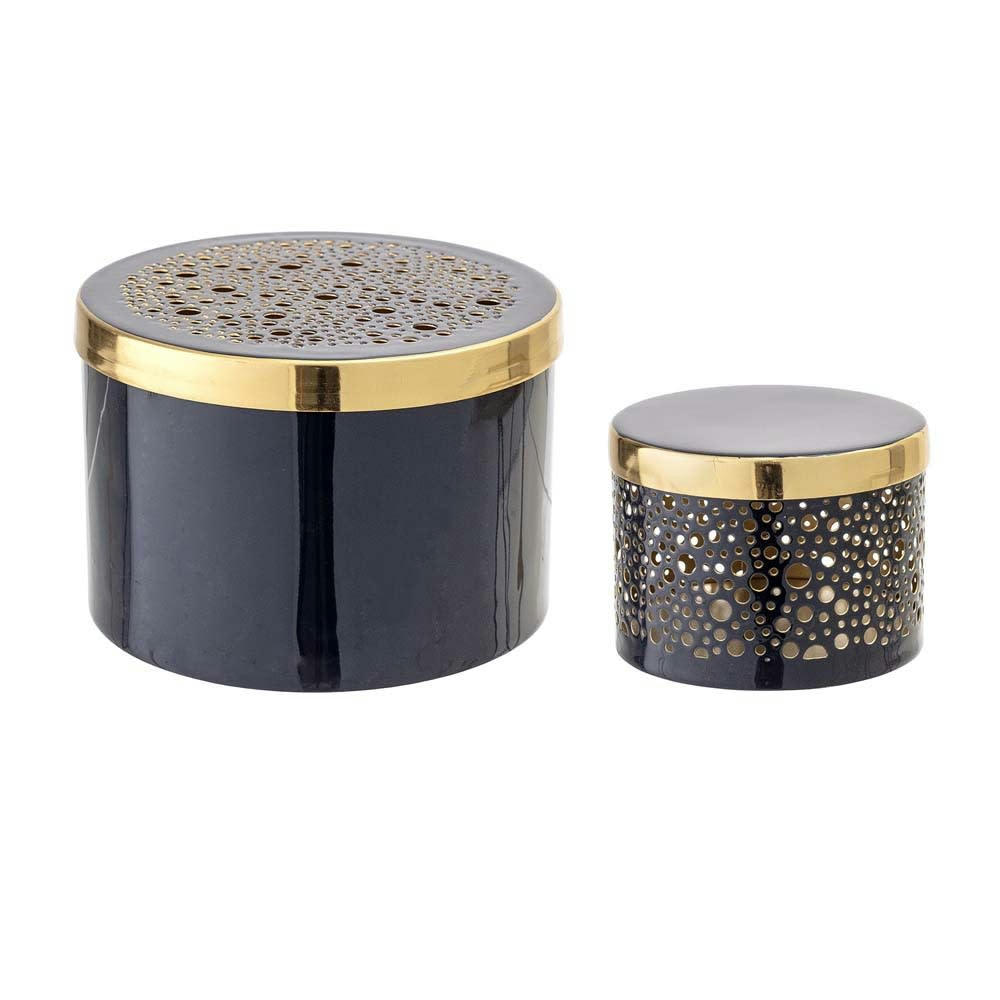 DURGA - Bocaux avec couvercle bleu en métal D15cm