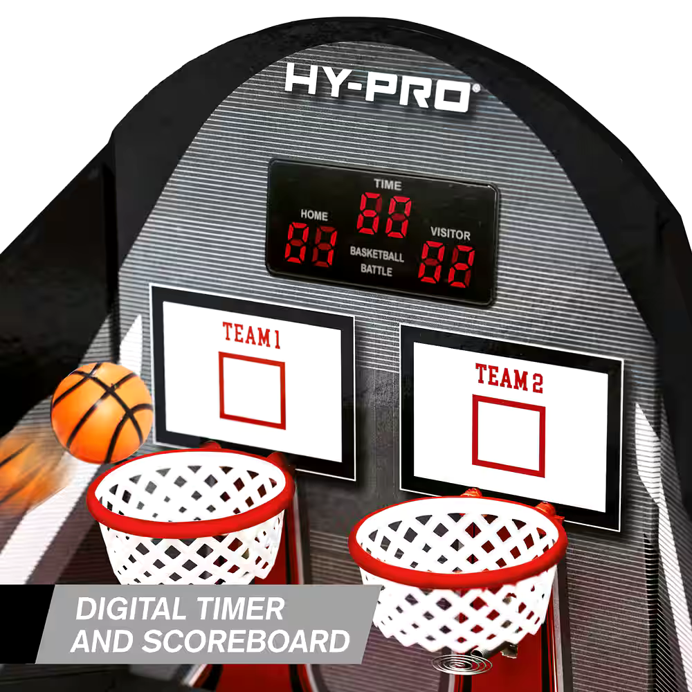 Hy-Pro 2-Player Table Top Electronic Basketball Battle Game w/ Balls & Pump