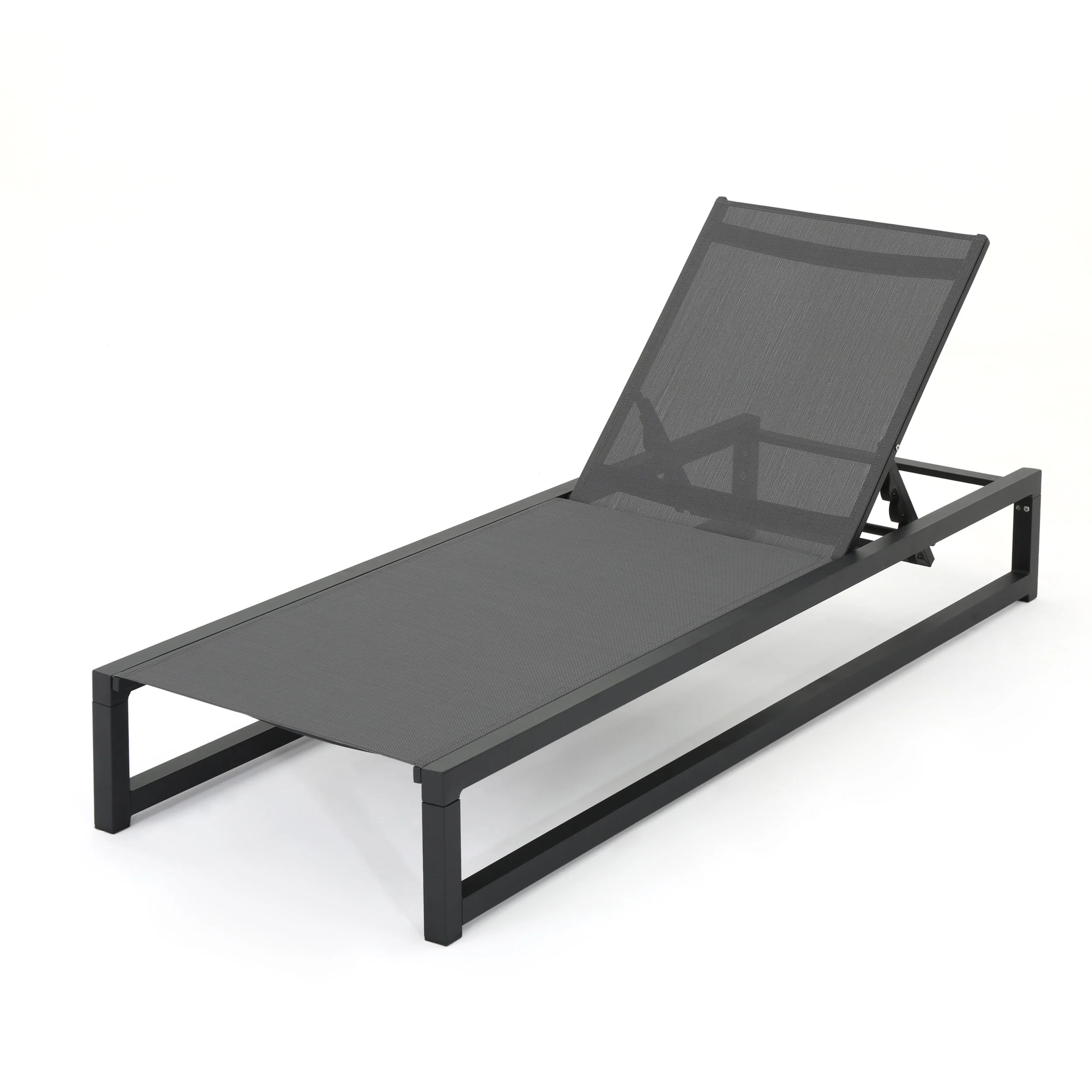 Modern Outdoor Mesh Chaise Lounge Chair Armless Sun Lounge Chair with Adjustable Backrest for Poolside Patio