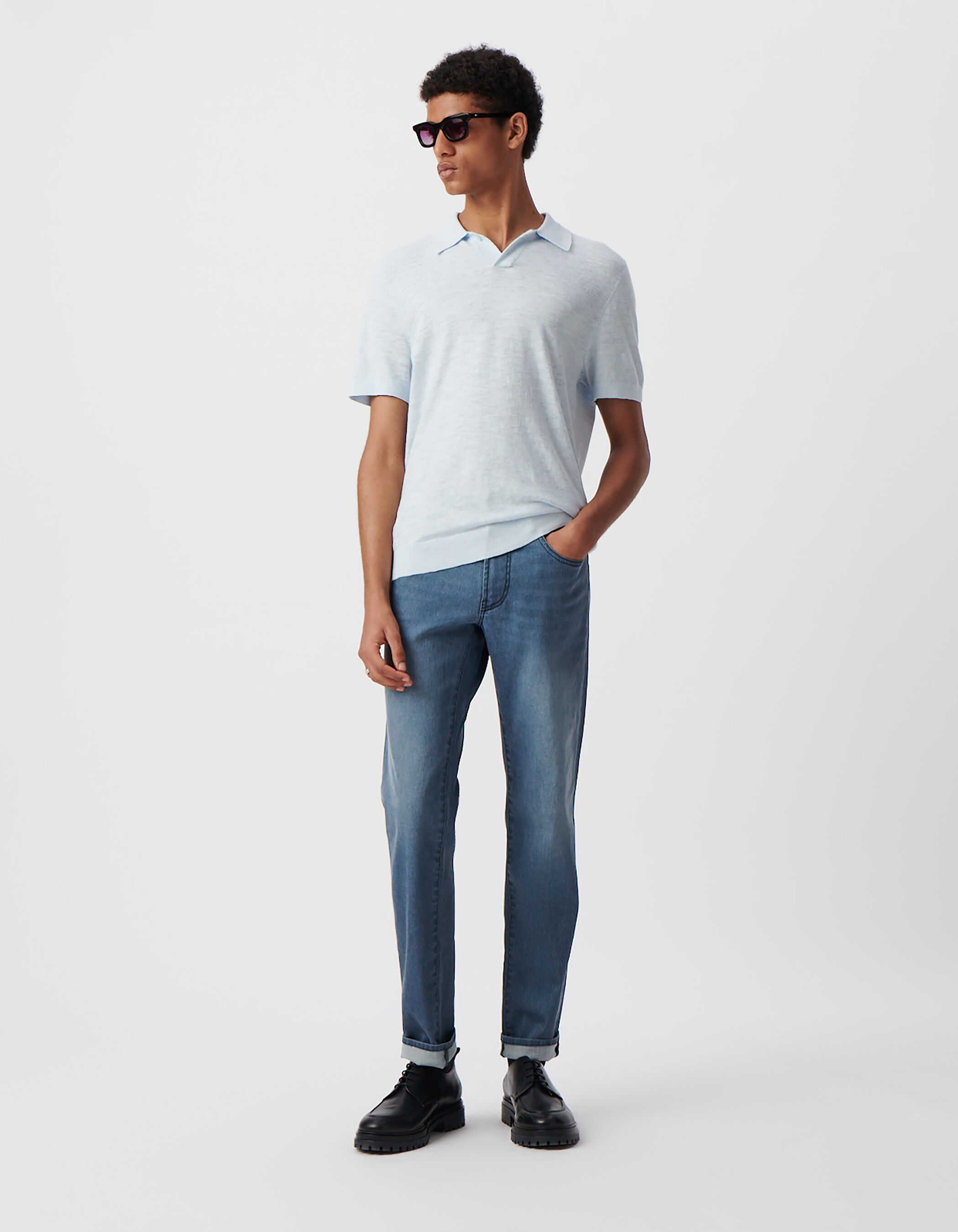 Polo ciel tricot léger Homme