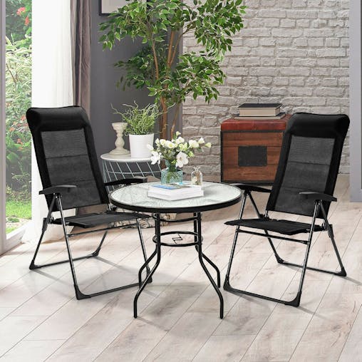 NNECW Set of 2 Patio Dining Chairs with Adjustable Backrest