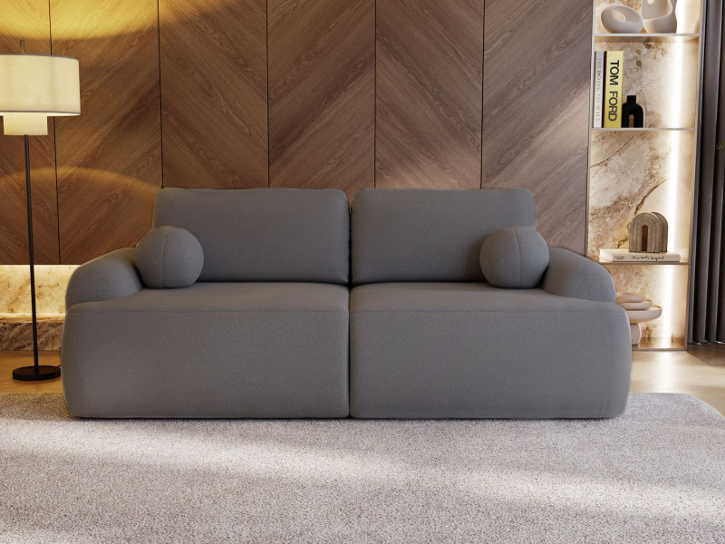 Elegancka grafitowa sofa w stylu loftowym boucle OLIO