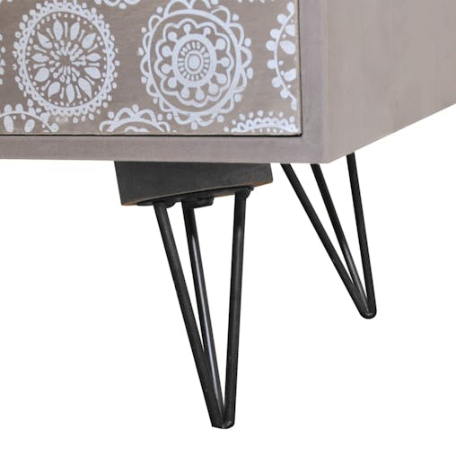 NNEVL Nightstand with 3 Drawers Grey and Brown