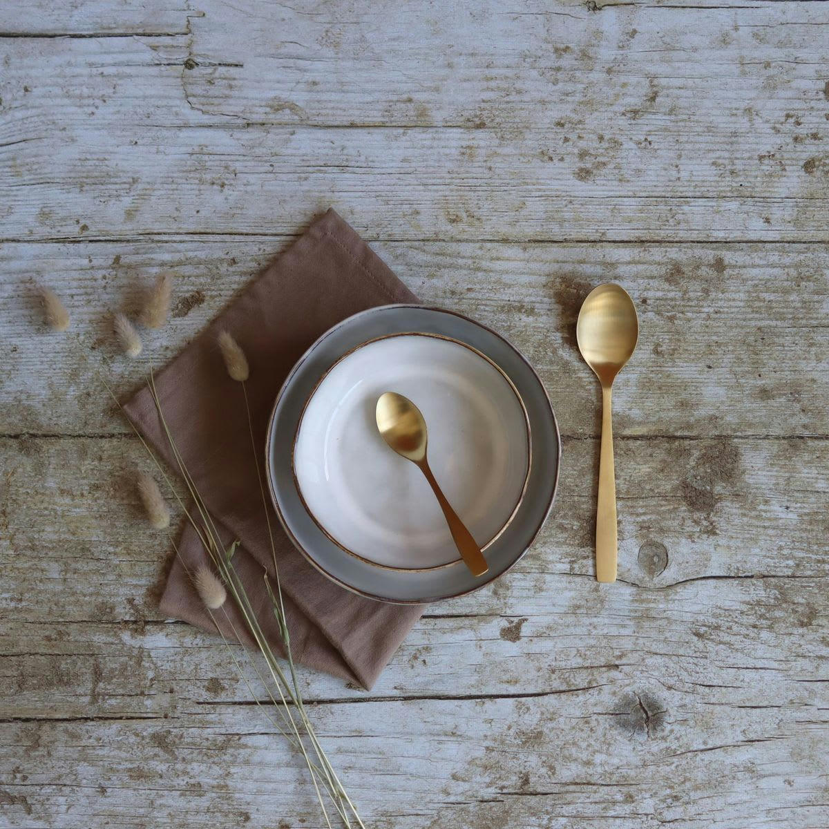 BORAL - Lot de 6 assiettes coupes en grès gris 20cm