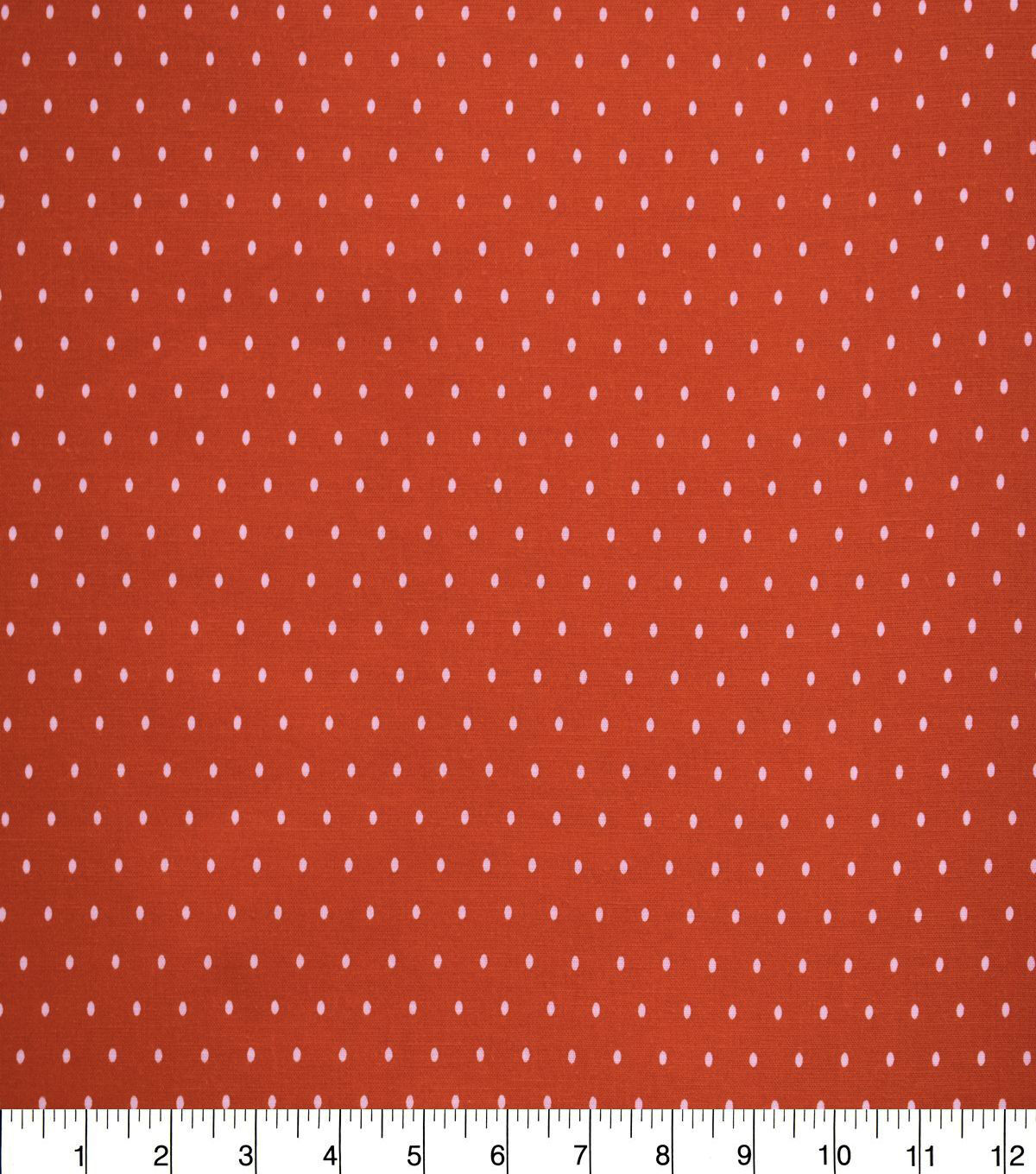White Pin Dots on Red Orange Quilt Cotton Fabric by Quilter's Showcase