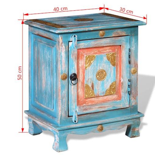 NNEVL Nightstand Solid Mango Wood Blue
