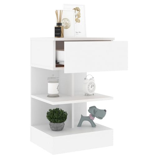 NNEVL Bedside Cabinet White 40x35x65 cm Chipboard
