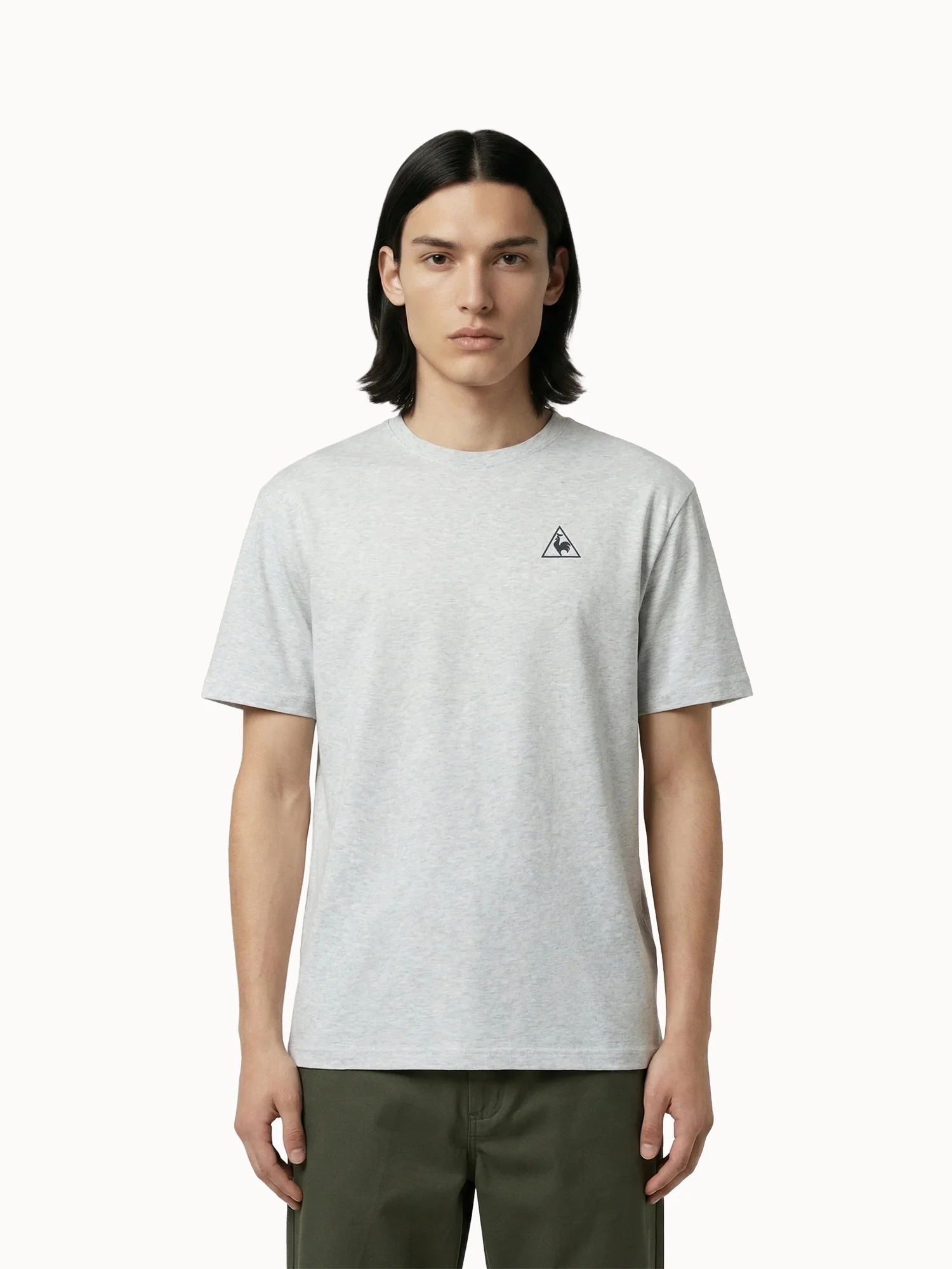 T-shirt en molleton léger de coton et logo triangle