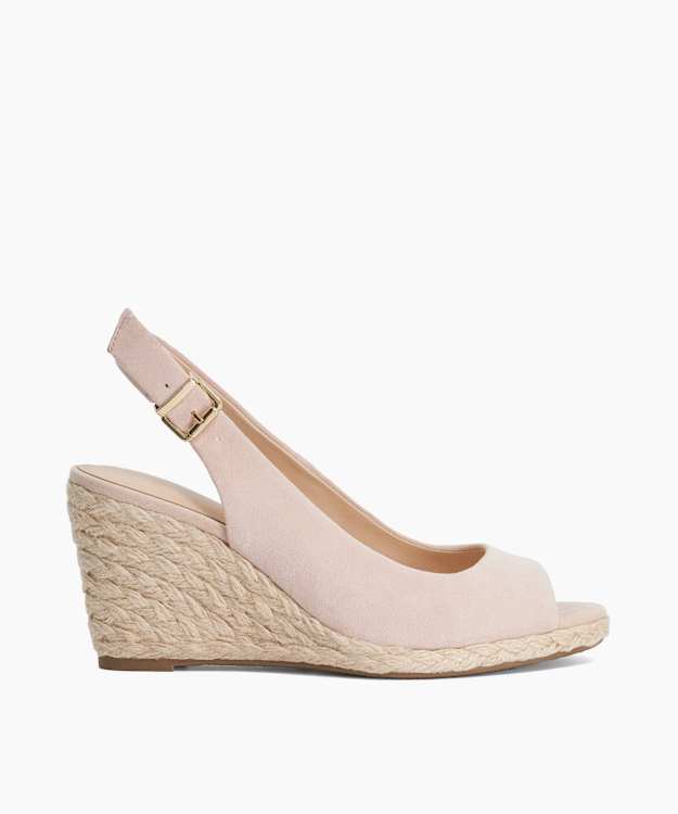 Mediating Blush - Suede Open Toe Wedge Heel Sandals