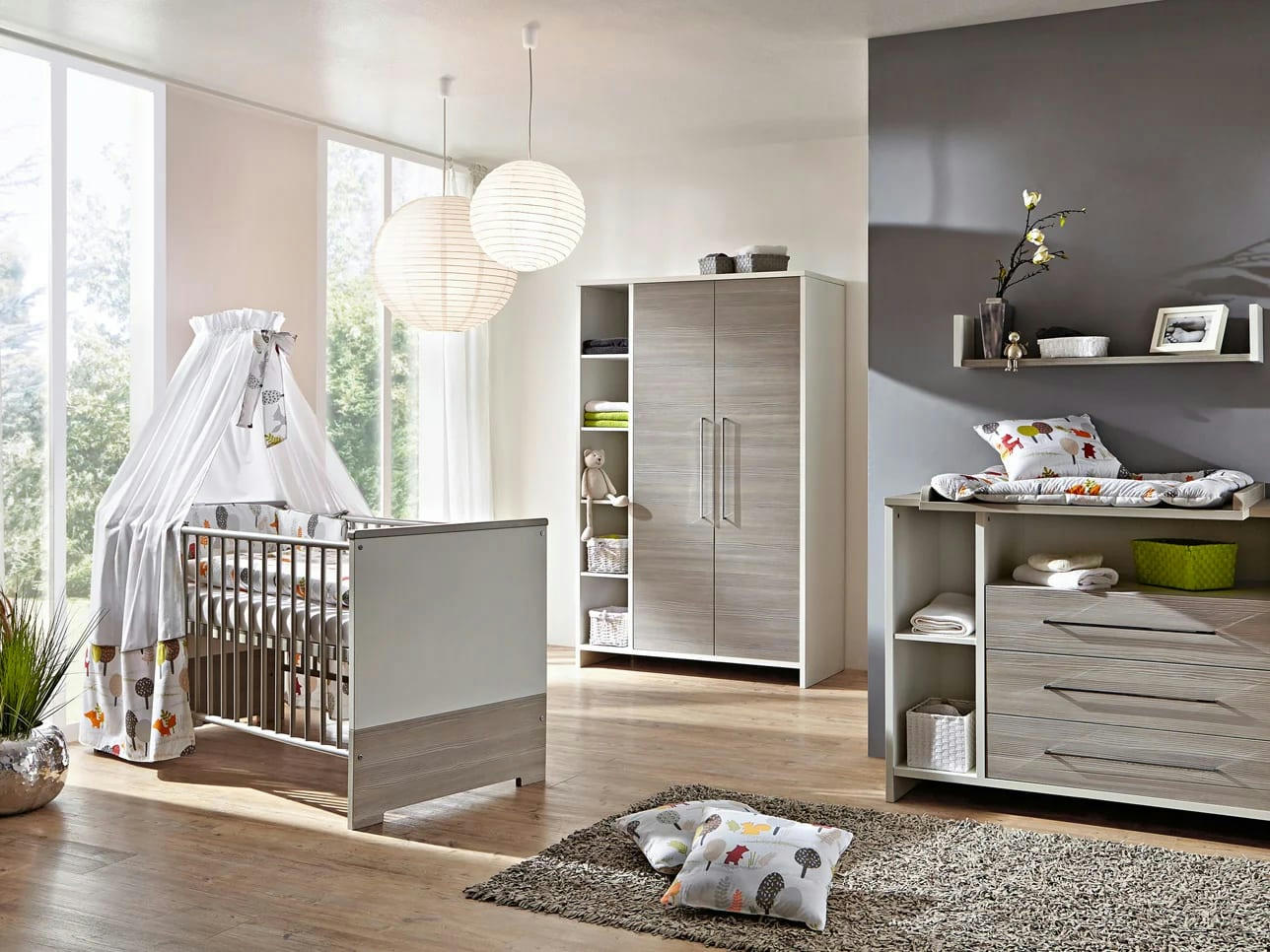 ECO SILVER - Armoire enfant 3 portes gris