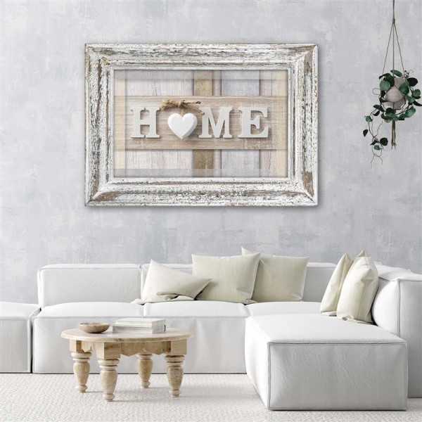 Feeby Obraz na płótnie Napis Home w pastelach z ramą 60x40