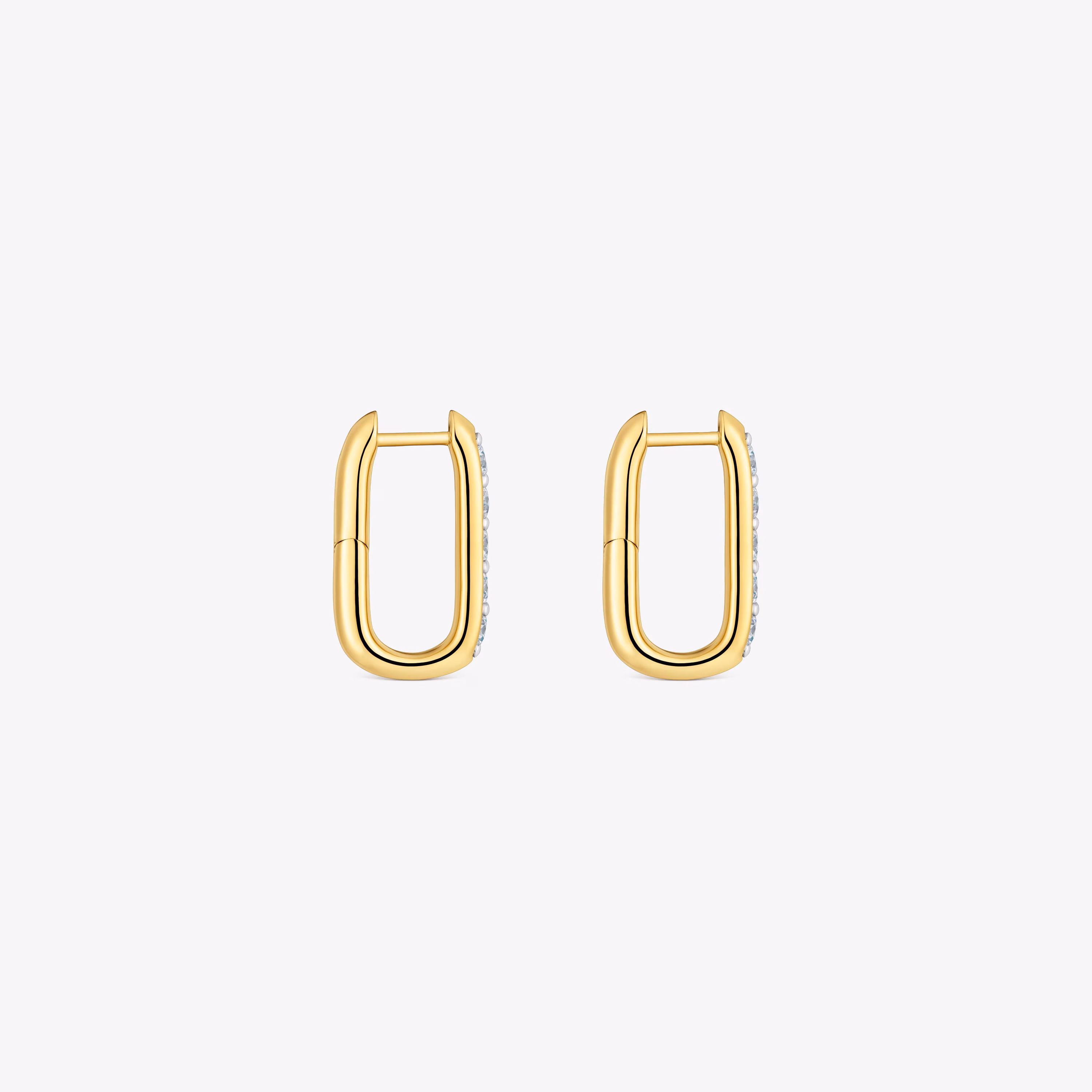 Pendientes de aro con baño de oro 18 kt sobre plata y diamantes creados en laboratorio 18,5 mm Line LGD