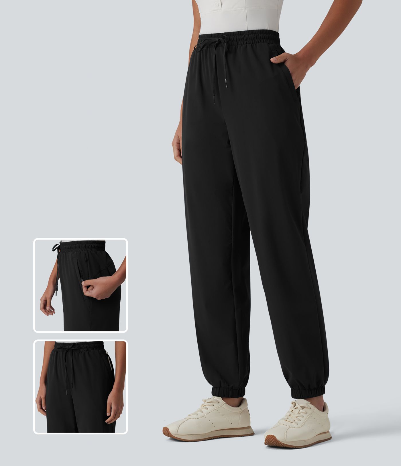 Jogging de golf taille mi-haute à séchage rapide effet frais InstantCool avec cordon de serrage et poches, protection solaire UPF40
