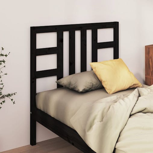 NNEVL Bed Headboard Black 96x4x100 cm Solid Wood Pine