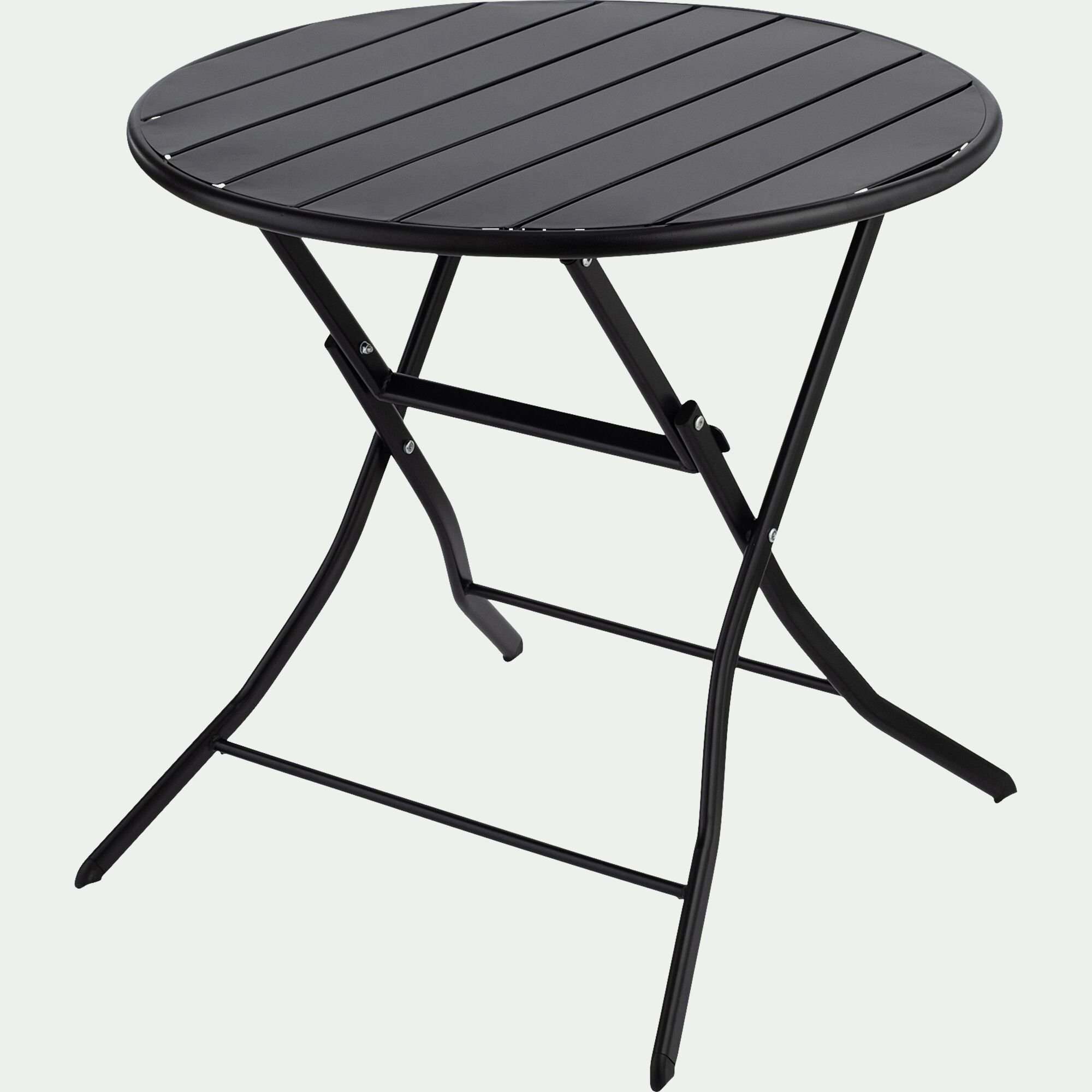 SOURIS - Table de repas jardin ronde en acier - noir (2 places)