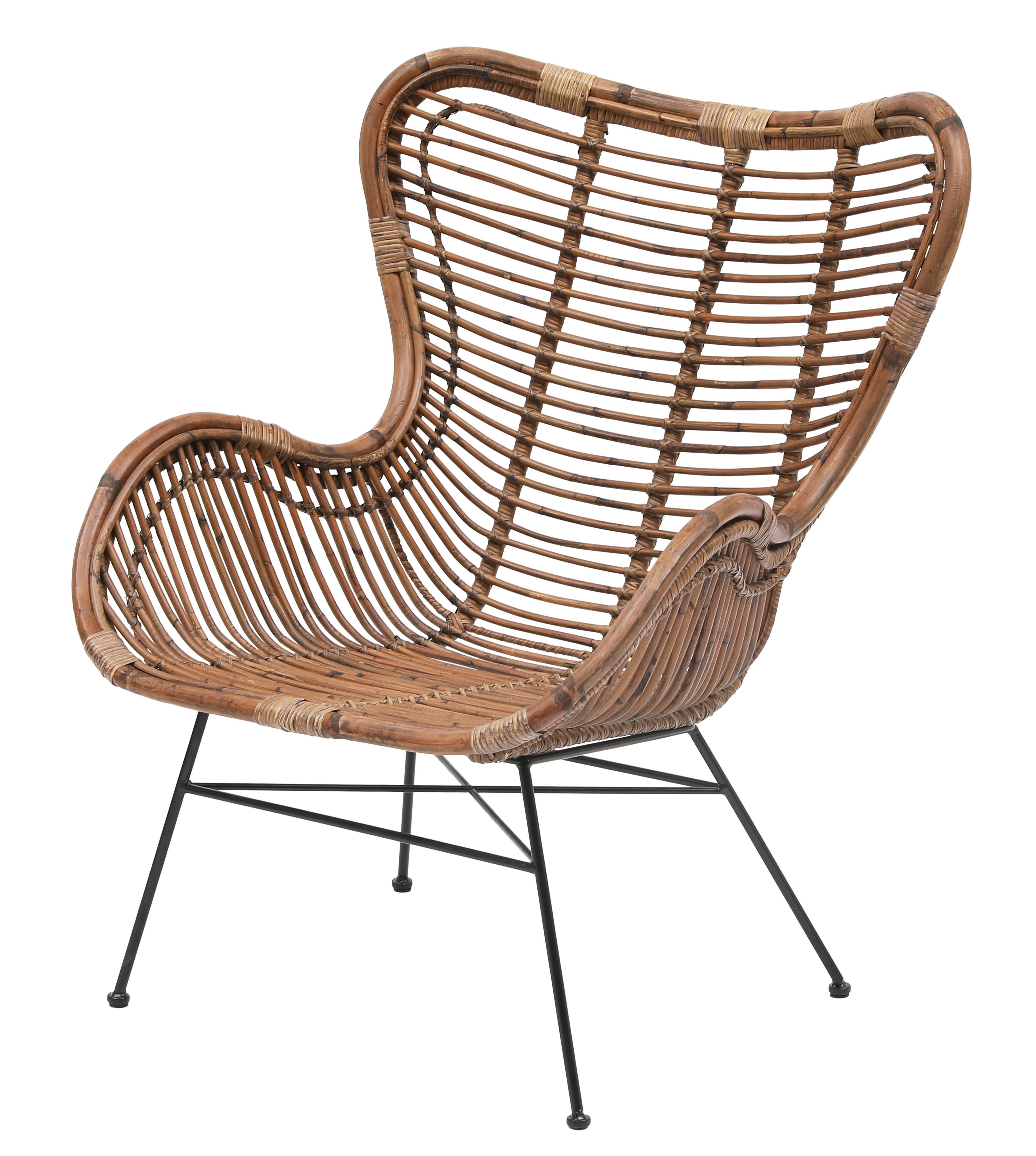 - Fauteuil en métal et rotin naturel