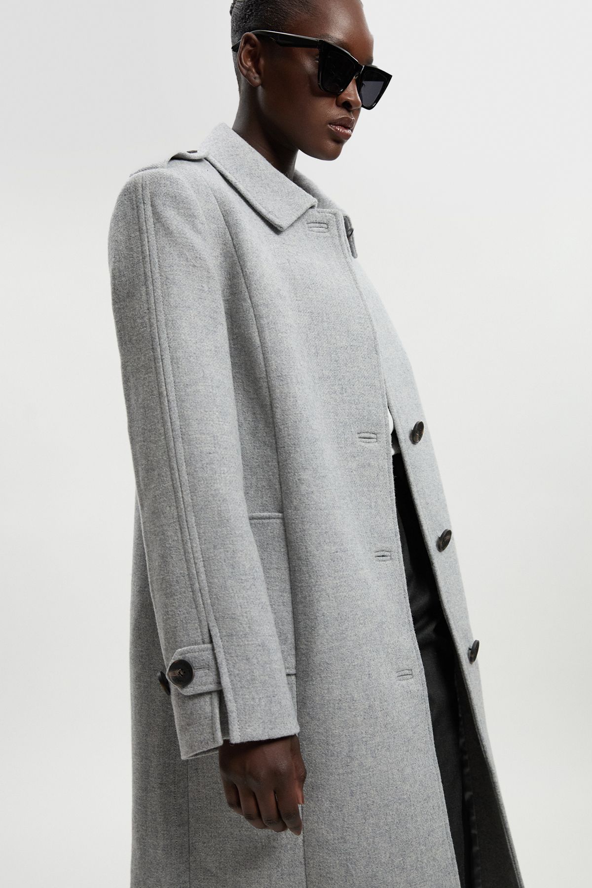 KarenMillen Wool Oversized Single Breasted Tailored Midi Coat