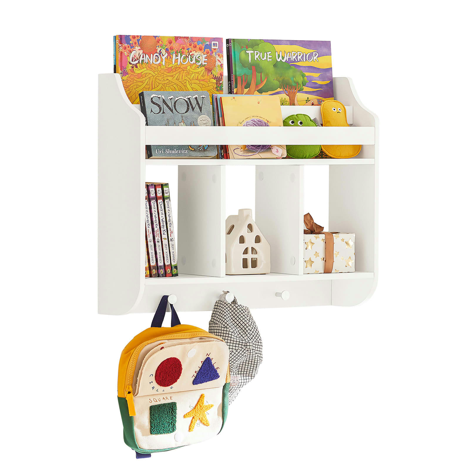 - Bibliothèque murale pour enfants effect bois blanc