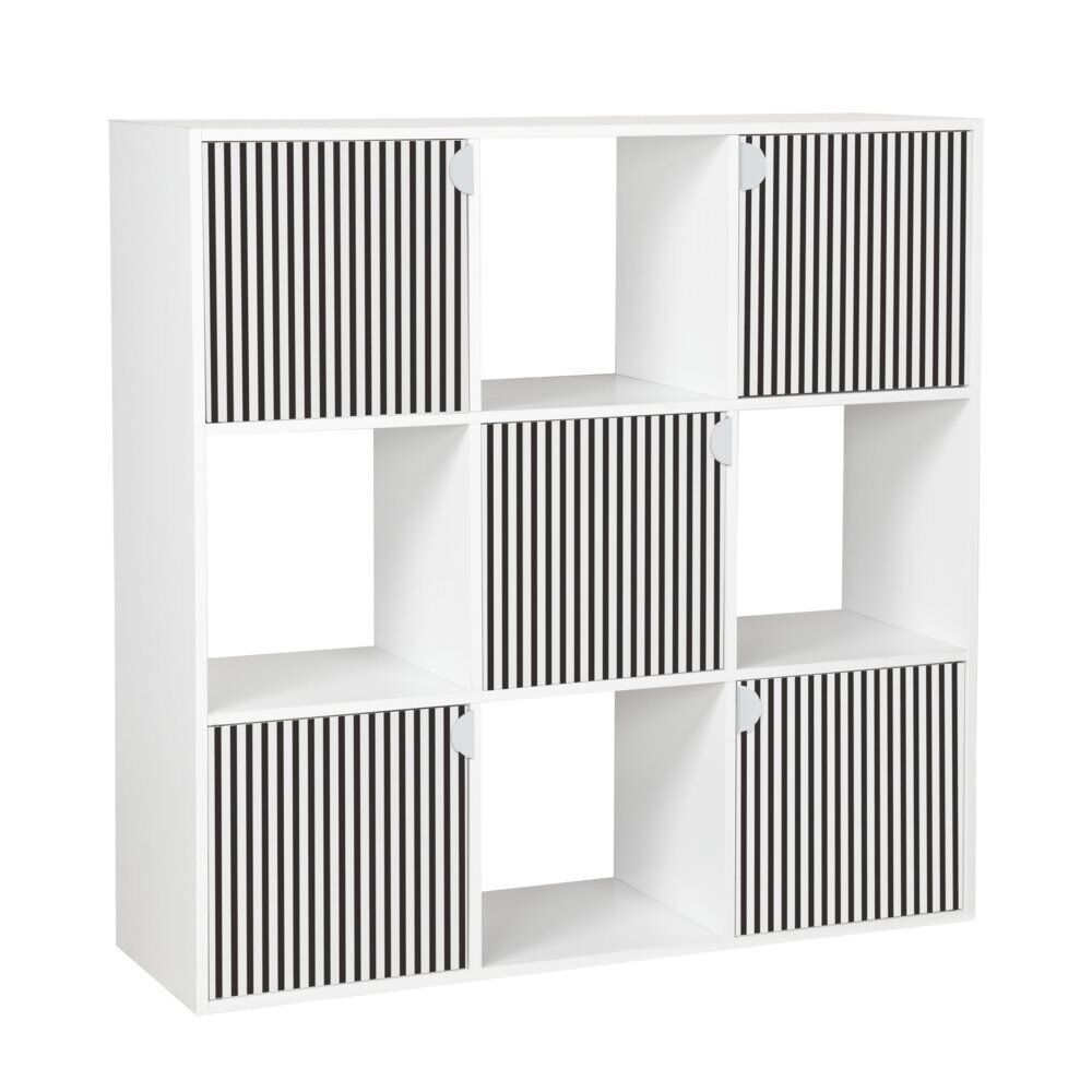 étagère Adam 9 cases 5 portes en bois blanc L90xP29,5xH90cm