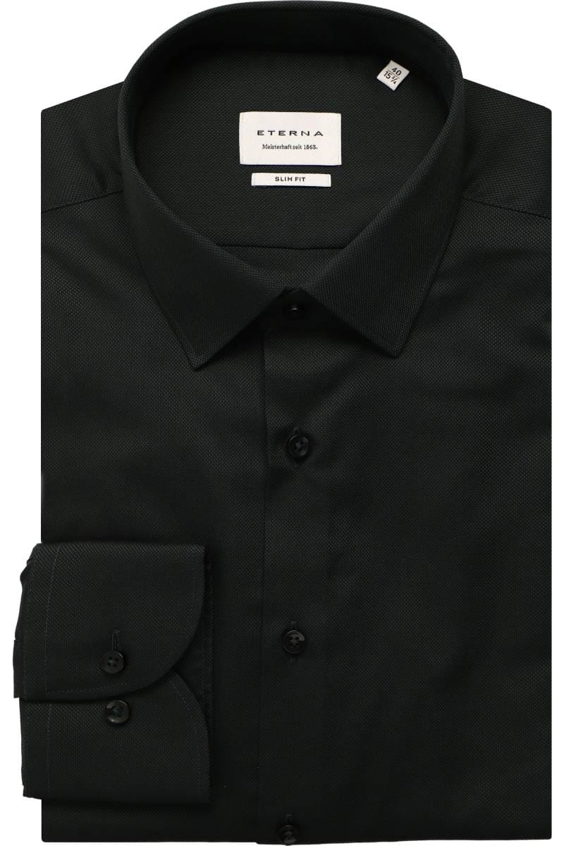 ETERNA Slim Fit Hemd dunkelgrün, Strukturiert