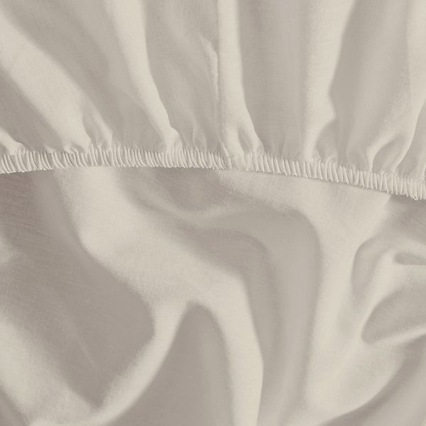 Drap housse en coton bonnet 30 cm Ecru 90x190 cm STUDIO